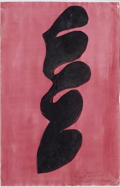 Et Matisse-maleri der er mørke rødt med et sort motiv